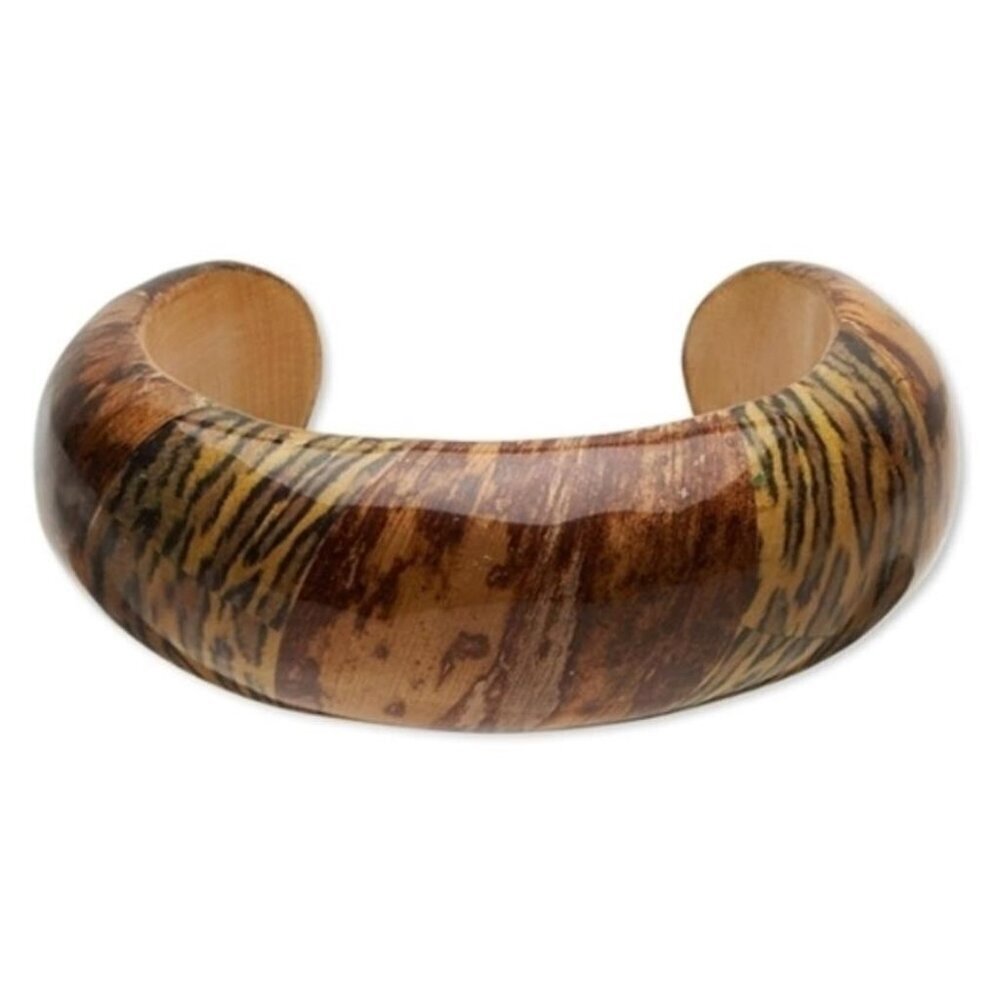 Handcrafted Banana Bark Paper & Wood Mixed Animal Print Cuff Bracelet